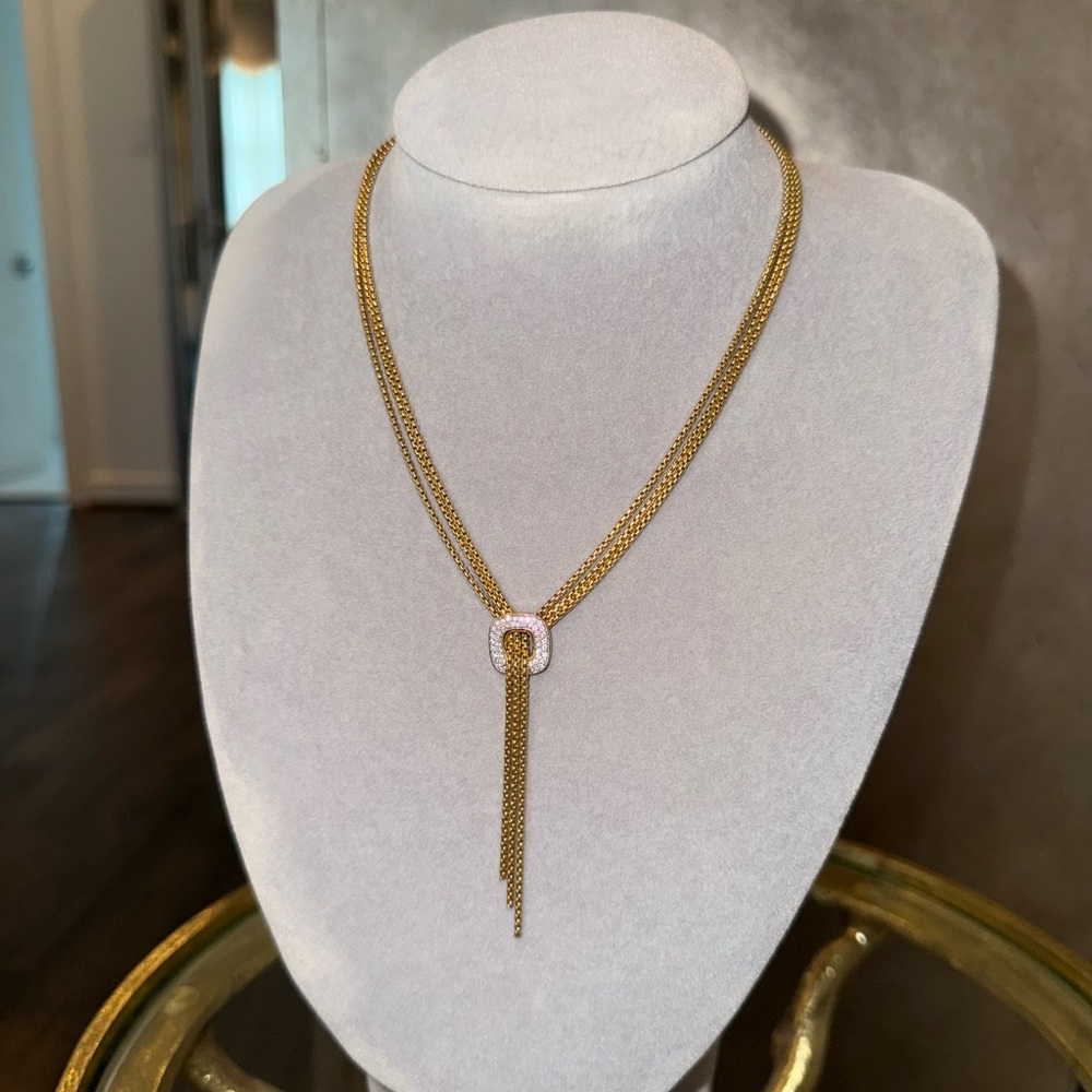 David Yurman 18KT Diamond Waterfall Lariat Necklace